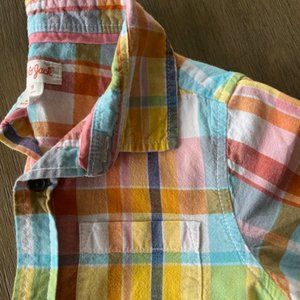 Boys Pastel Short Sleeve Button Down Shirt (5T)